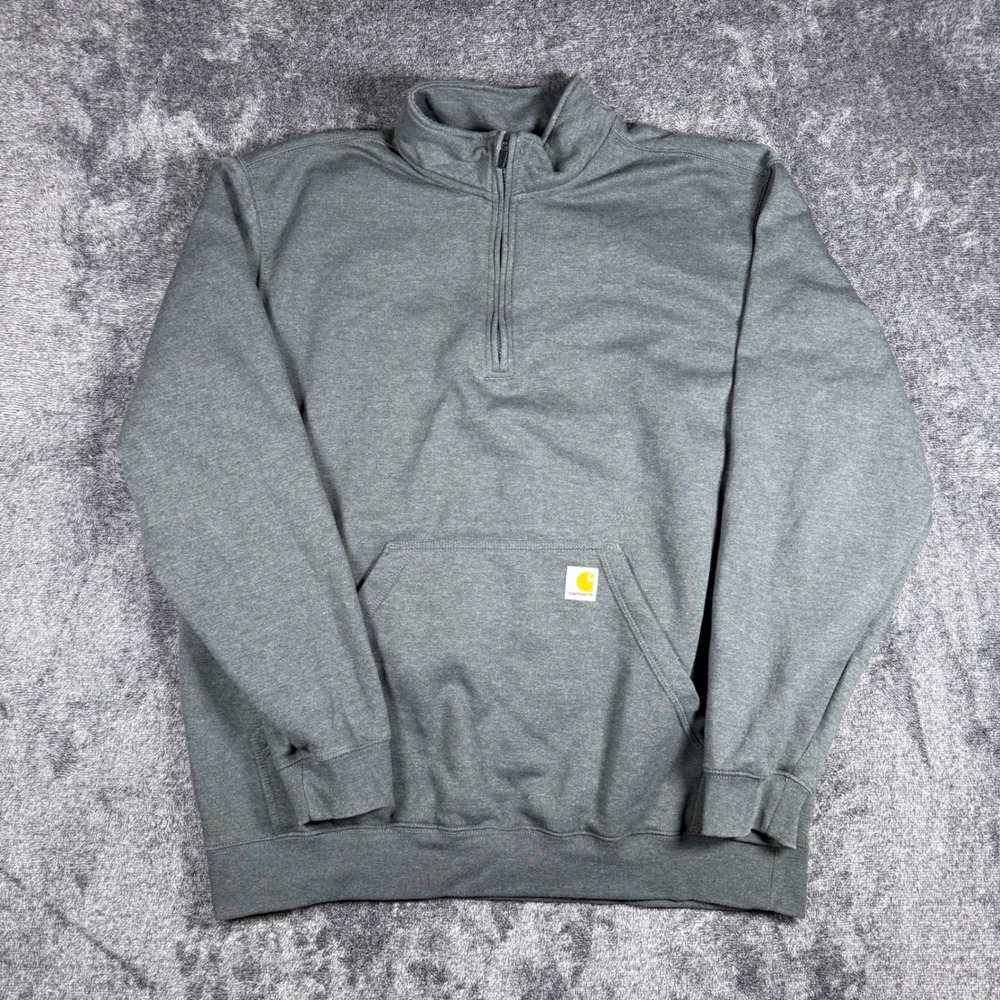 Carhartt Mens XL Gray Loose Fit Quarter Zip Pullover Sweatshirt TS5294-M
